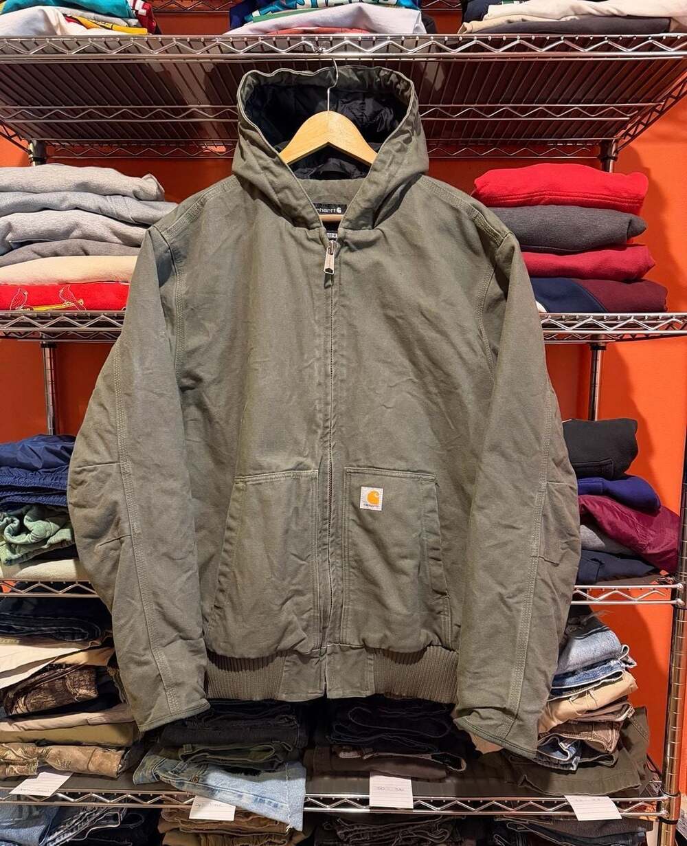 Carhartt J130 Moss Active Jacket Mens Large Olive Green Workwear Canvas